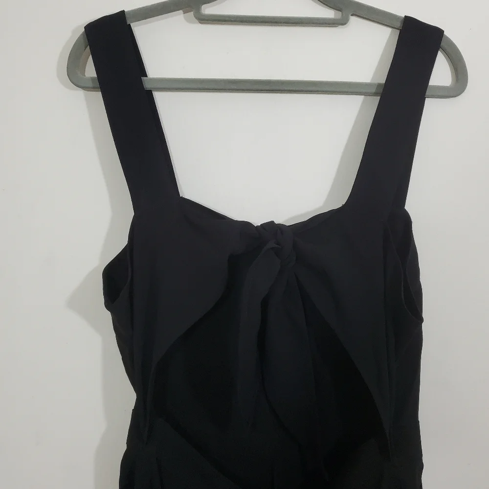 NWT Madewell Apron Bow Back Jumpsuit Black Size 10 Wide Leg Preppy Nautical
